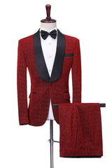 Chic Shawl Lapel Two Pieces Red Wedding Suits For Men