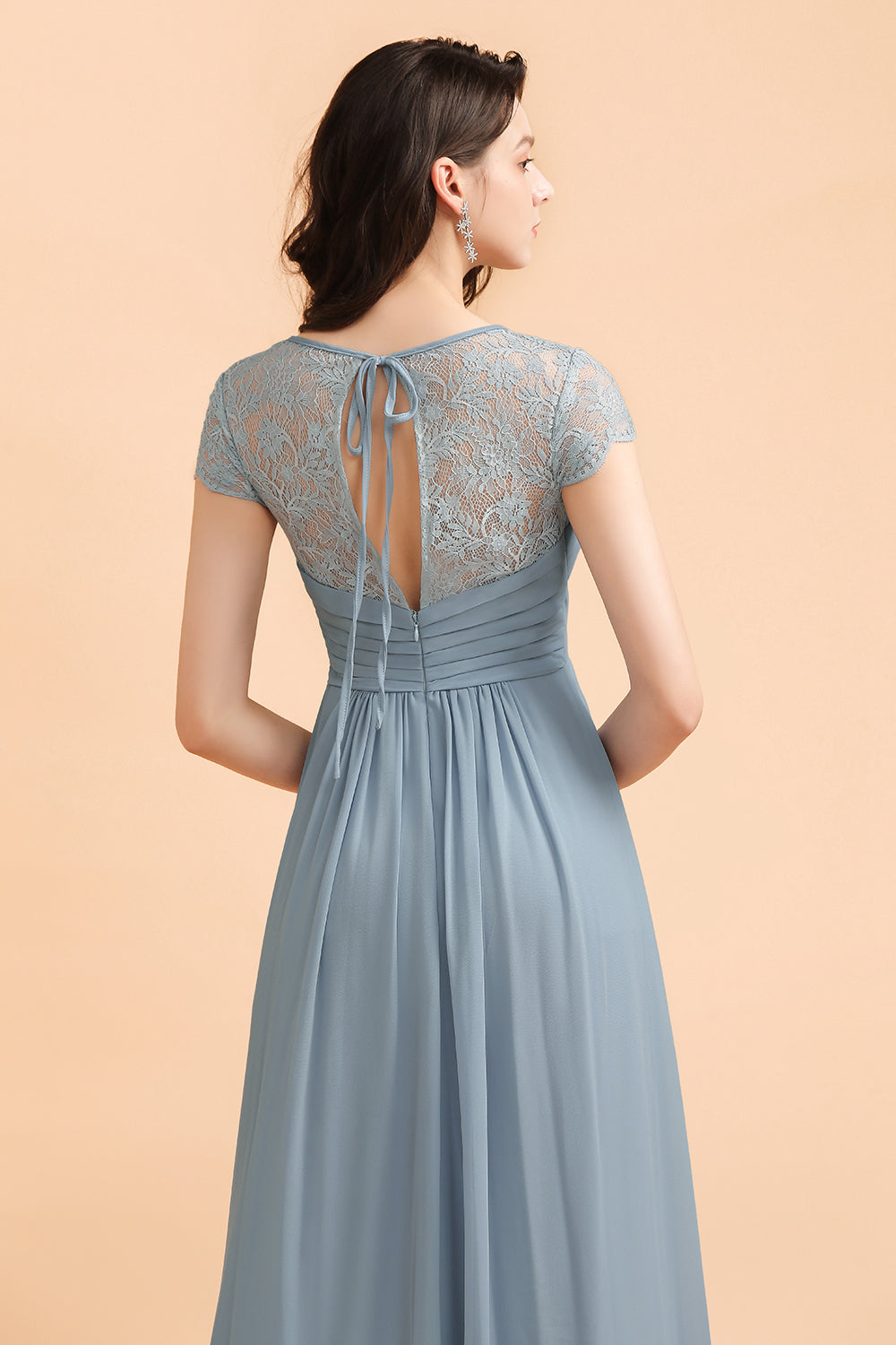Chic Short Sleeves Lace Chiffon Bridesmaid Dress with Ruffles Online 27dress Chic Short Sleeves Lace Chiffon Bridesmaid Dress with Ruffles Online 27dress