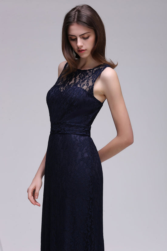 Load image into Gallery viewer, Chic Sleeveless Scoop Lace Bridesmaid Dress with Keyhole Back-27dress
