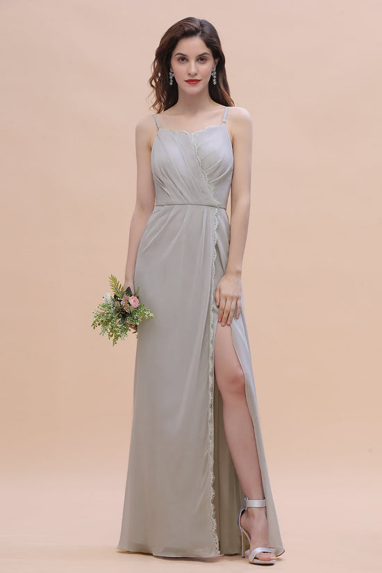 Load image into Gallery viewer, Chic Spaghetti Straps Chiffon Lace A-Line Bridesmaid Dress On Sale-27dress
