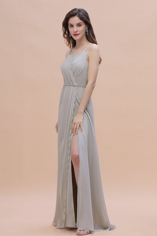 Load image into Gallery viewer, Chic Spaghetti Straps Chiffon Lace A-Line Bridesmaid Dress On Sale-27dress

