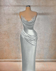 Chic Strapless Sleeveless Long Prom Dress With Beading Pleated