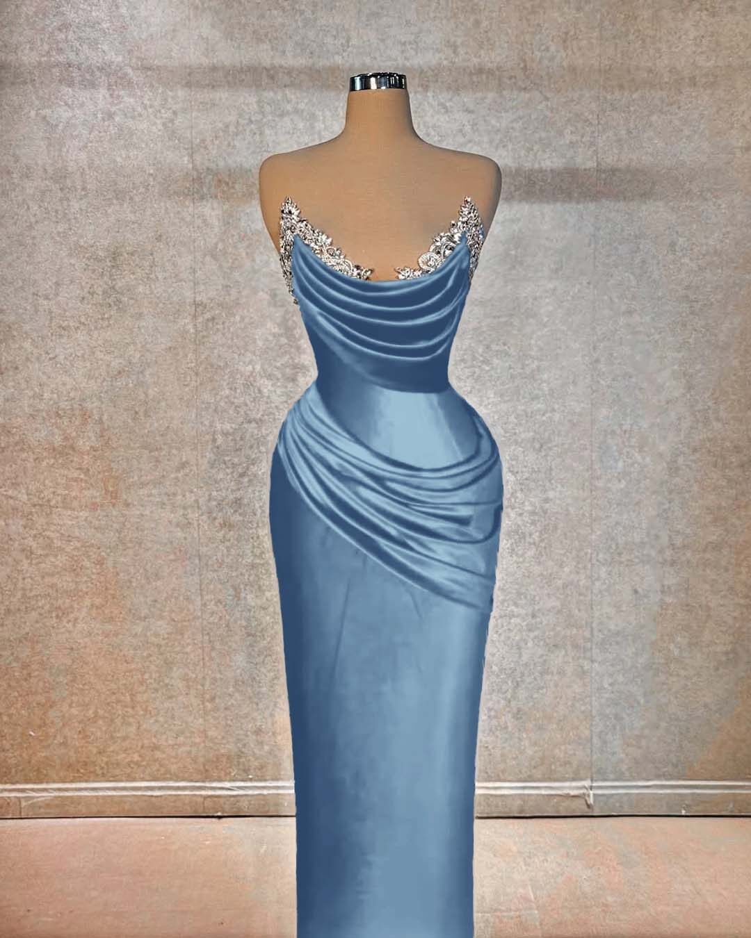 Chic Strapless Sleeveless Long Prom Dress With Beading Pleated