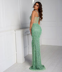 Chic Straps Sage Sleeveless Long Mermaid Prom Dress Unique Beading