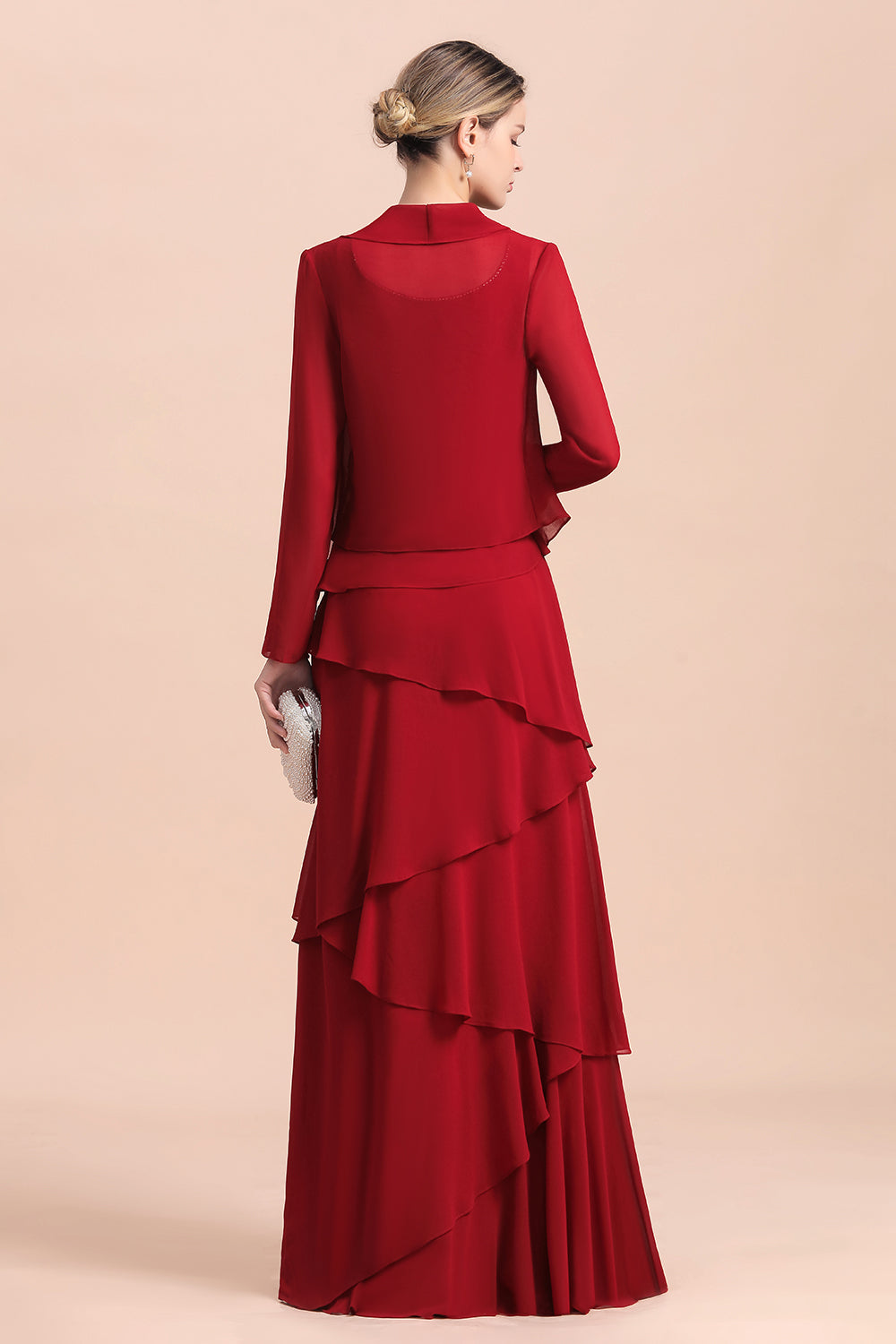 Chiffon Two Pieces Ruffles Long Sleeves Mother of the Bride Dress-27dress