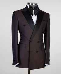 Chocolate Fashion Two Pieces Double Breasted Prom Men Suits