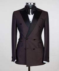 Chocolate Fashion Two Pieces Double Breasted Prom Men Suits