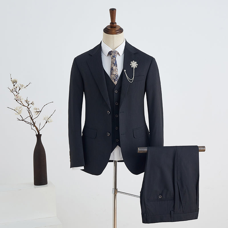 Classic All Black 2 Button Slim Fit Custom Business Suit