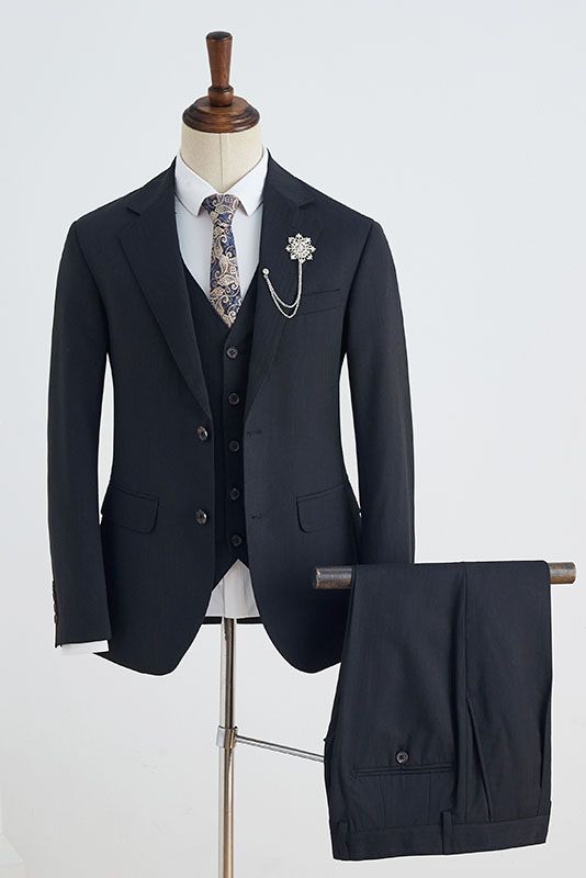 Classic All Black 2 Button Slim Fit Custom Business Suit