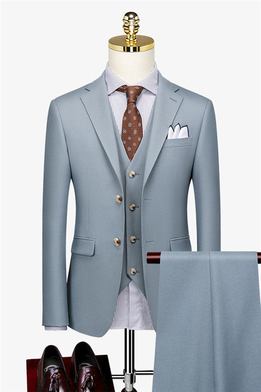 Classic Bespoke Three Pieces Close Fitting Blue Business Suits
