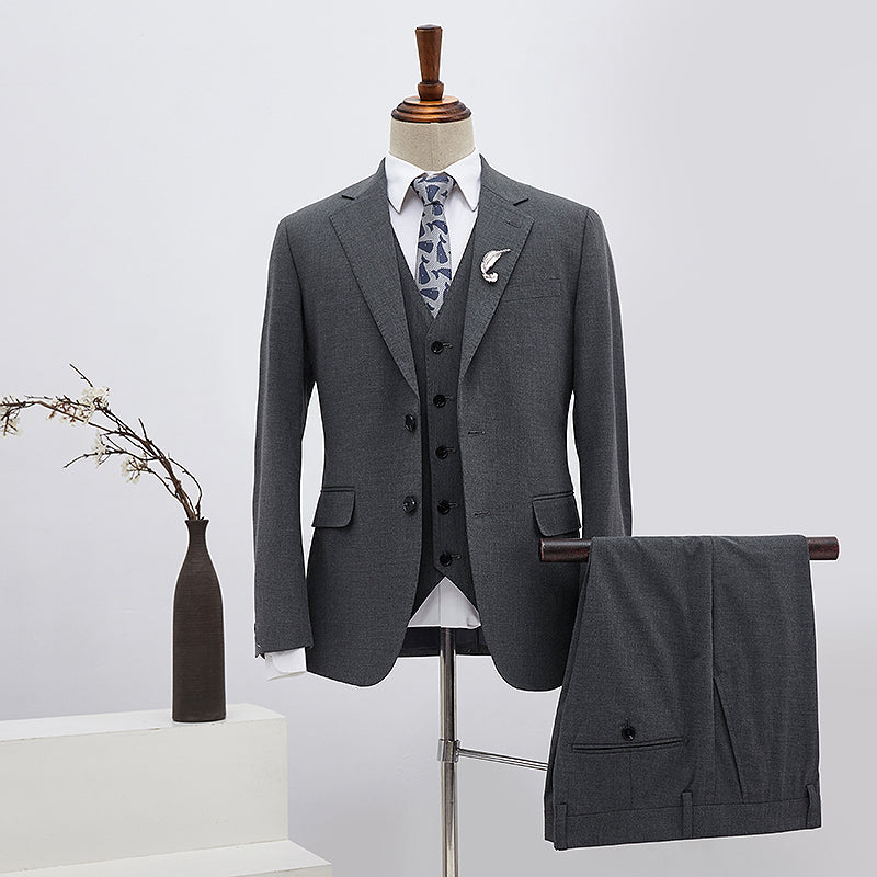 Classic Dark Gray 3 Pieces Slim Fit Custom Formal Menswear