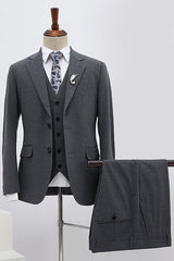 Classic Dark Gray 3 Pieces Slim Fit Custom Formal Menswear