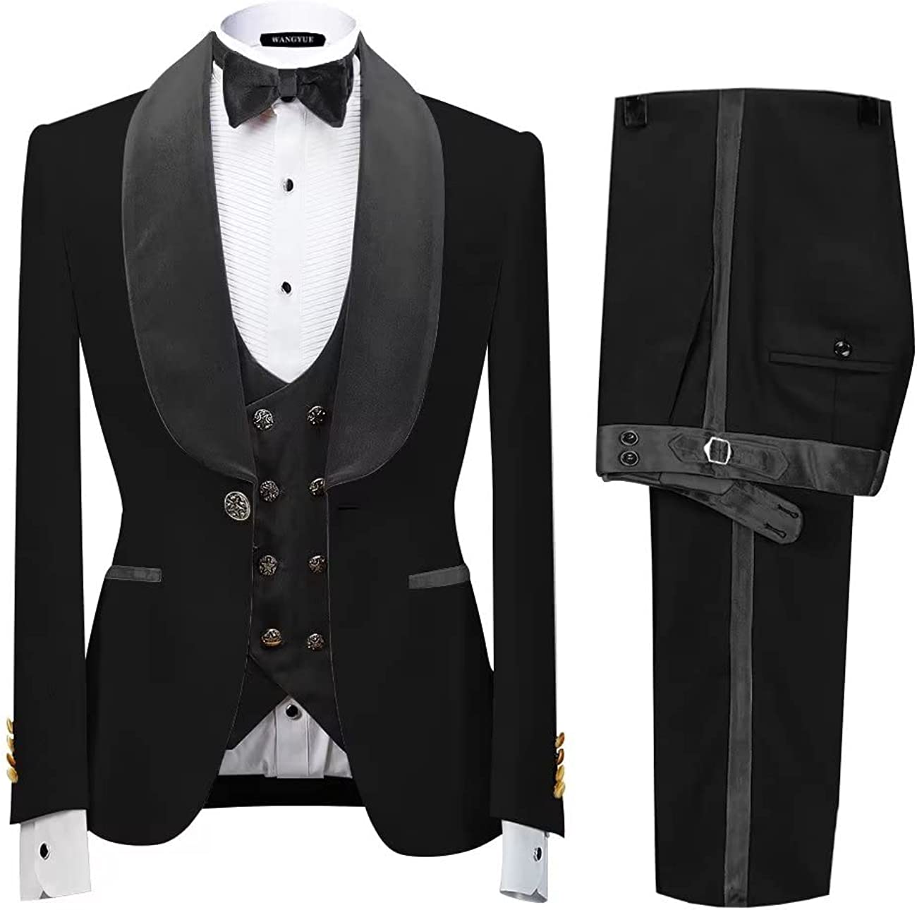 Classic Shawl Lapel Three Pieces Velvet Gray Wedding Suits
