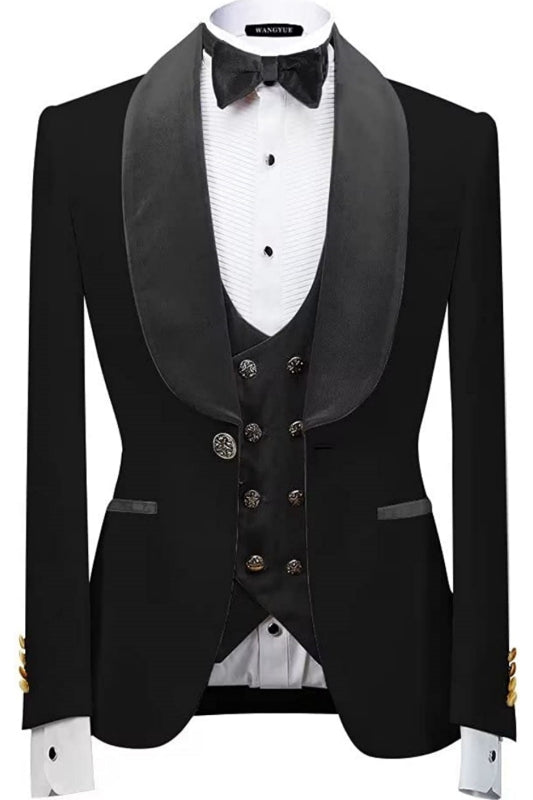Classic Shawl Lapel Three Pieces Velvet Gray Wedding Suits