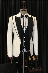 Classic White Shawl Lapel Three Pieces Bespoke Wedding Men Suits