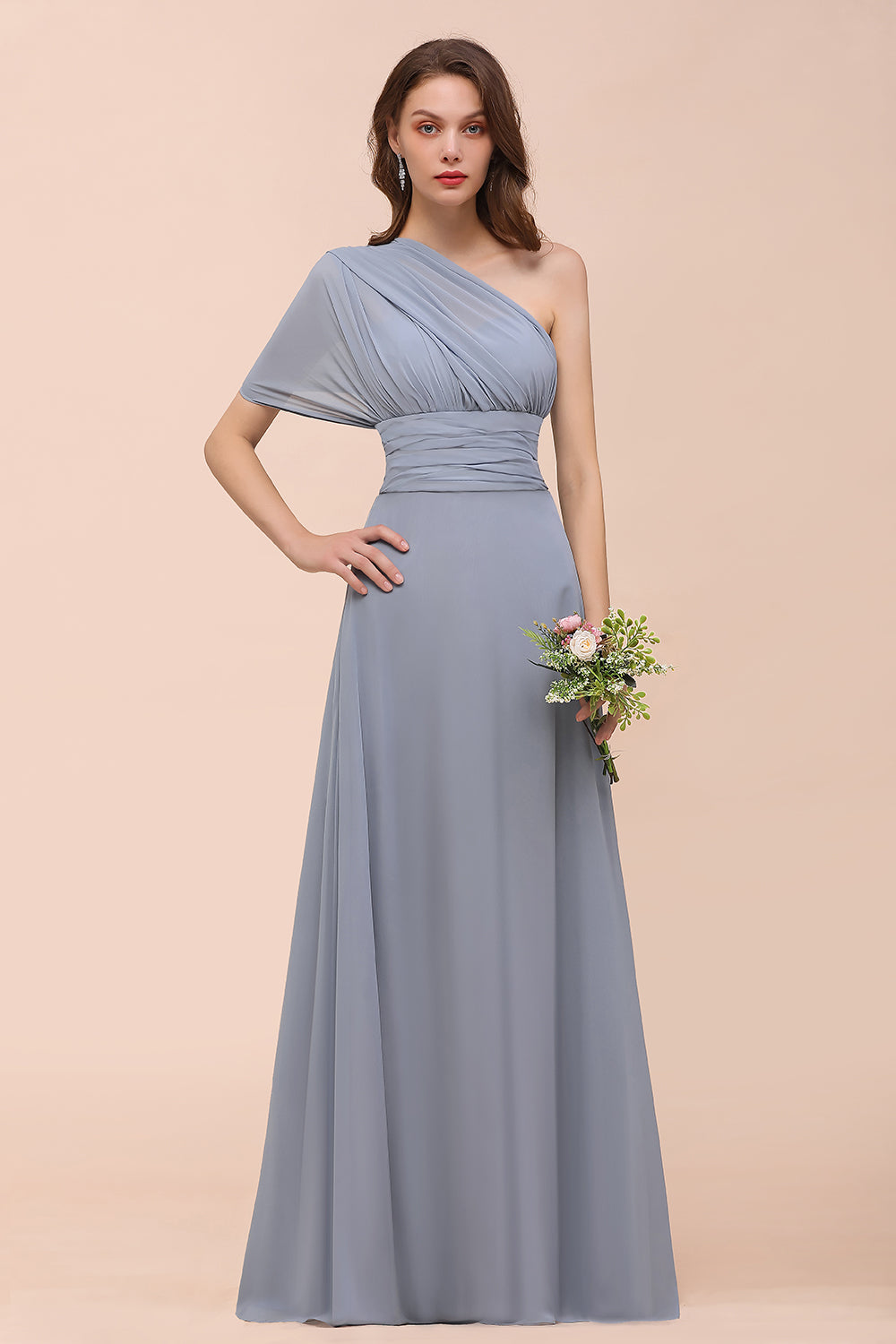 Classy Long A-Line Chiffon Bridesmaid Dresses With Ruched-27Dress