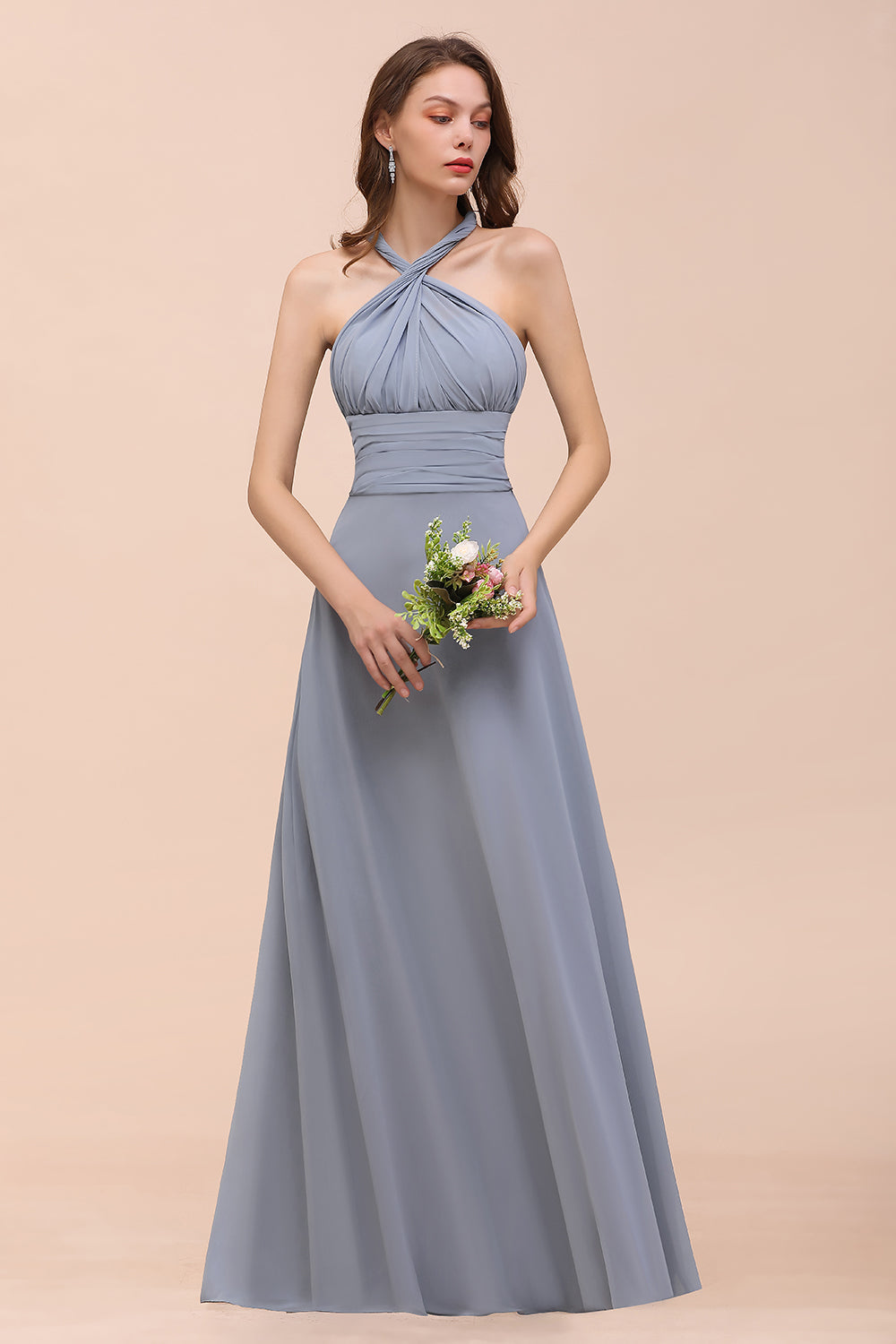 Classy Long A-Line Chiffon Bridesmaid Dresses With Ruched-27Dress