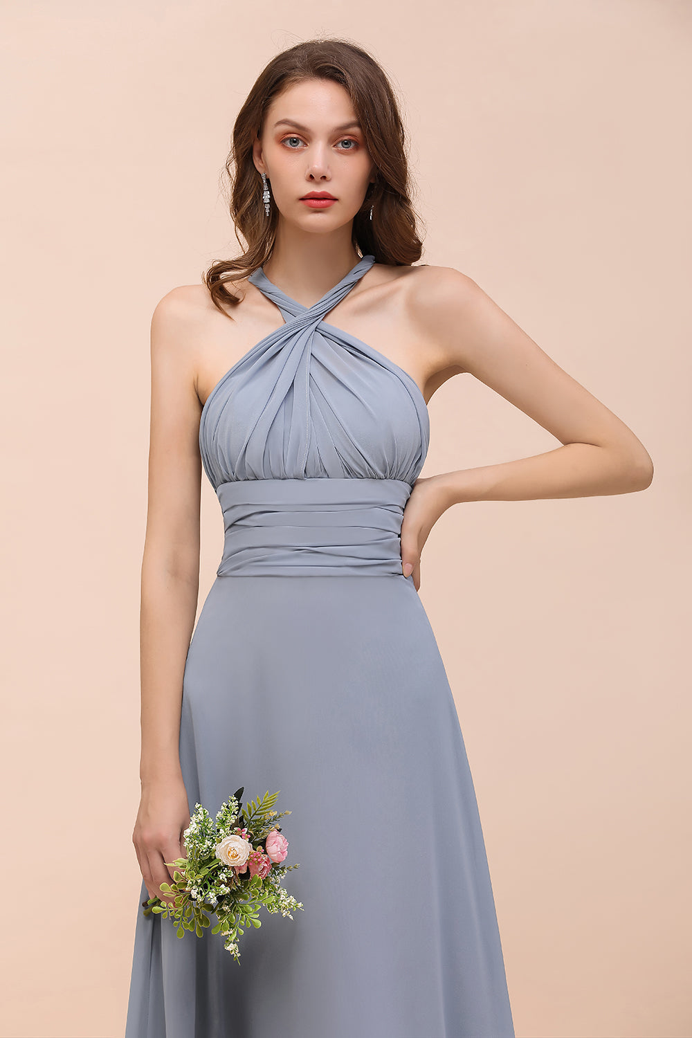 Classy Long A-Line Chiffon Bridesmaid Dresses With Ruched-27Dress