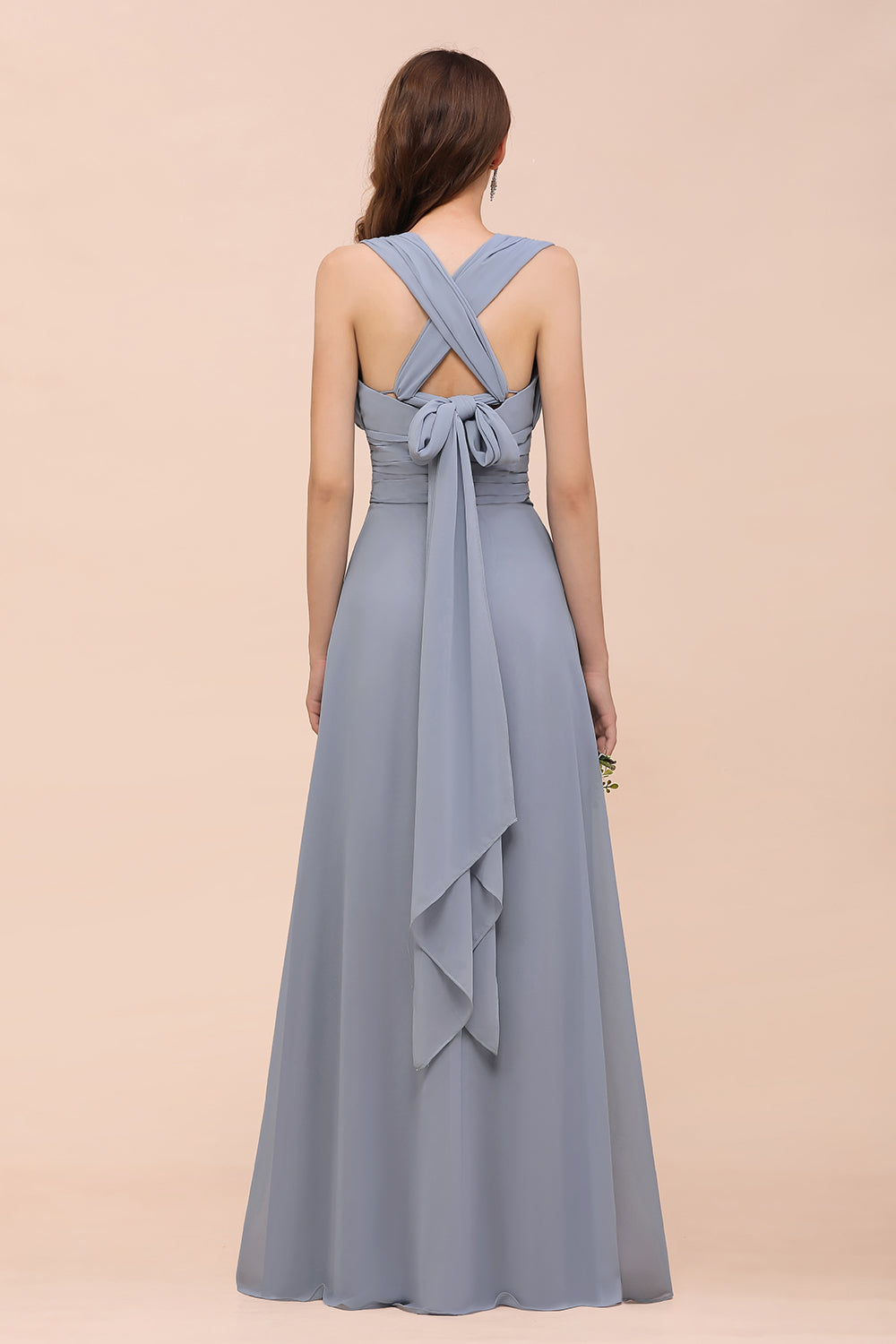 Classy Long A-Line Chiffon Bridesmaid Dresses With Ruched-27Dress