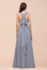 Classy Long A-Line Chiffon Bridesmaid Dresses With Ruched-27Dress