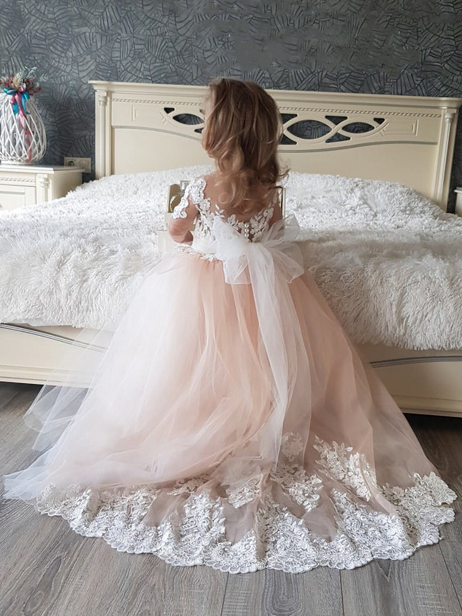Cute Long Princess Flower Girl Dresses with Sleeves 27dress Cute Long Princess Flower Girl Dresses with Sleeves 27dress