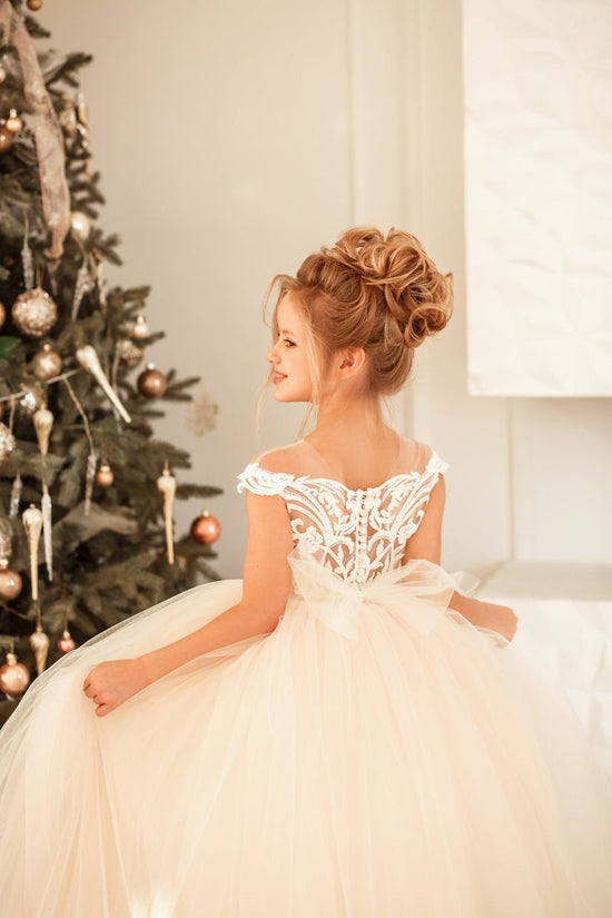 Load image into Gallery viewer, Cute Long Princess Tulle Lace Flower Girl Dress-27dress
