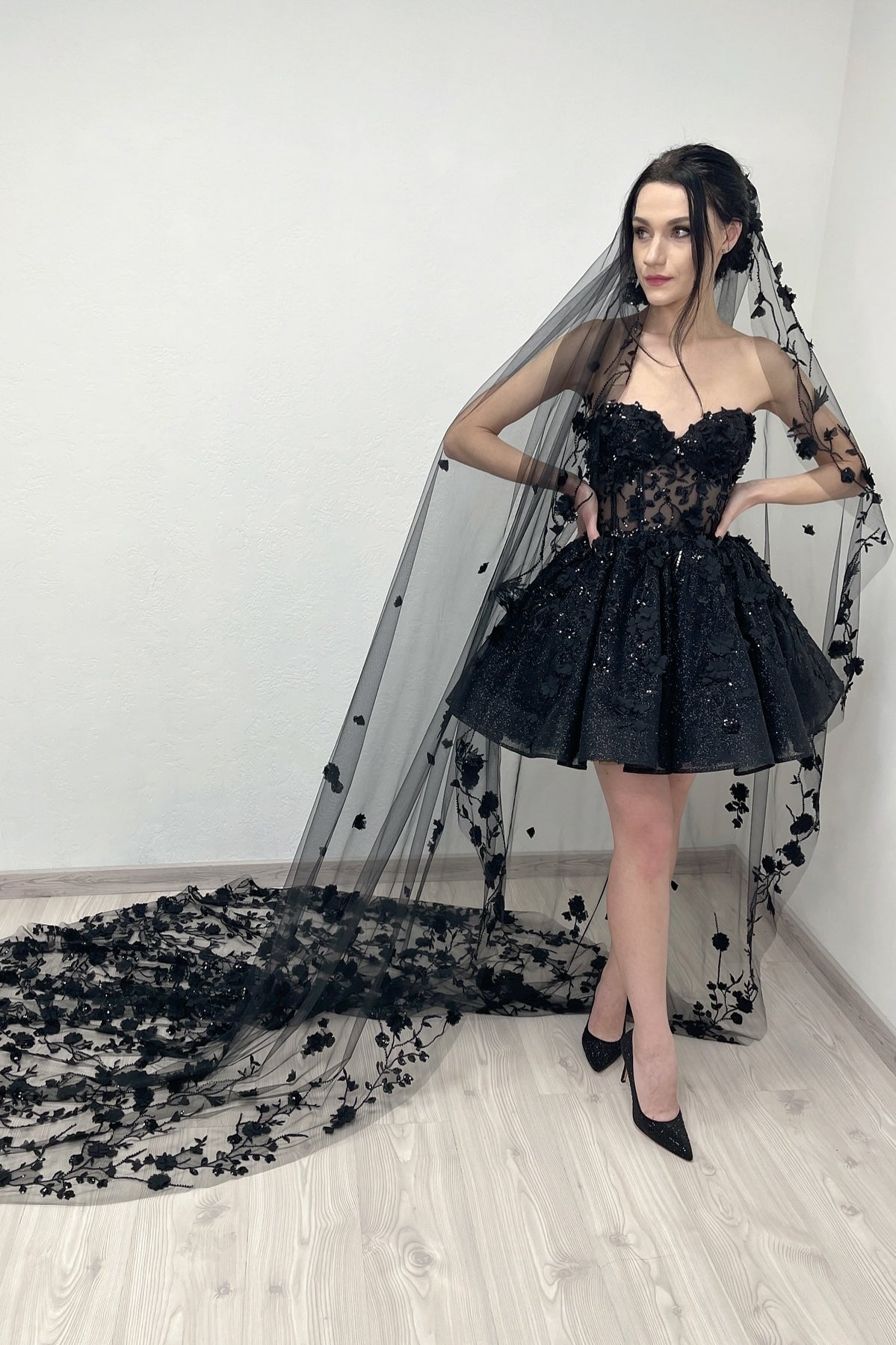 Cute Mini Sweetheart A-line Sequined Wedding Dress-27dress