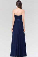 Navy Blue Sweetheart Chiffon A-Line Bridesmaid Dress