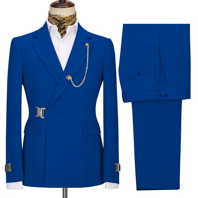 Dark Blue Notch Lapel Two Pieces Fashion Men Suits For Prom