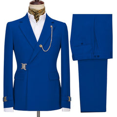 Dark Blue Notch Lapel Two Pieces Fashion Men Suits For Prom