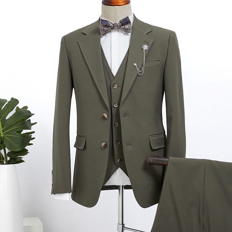 Dark Green 3 Pieces Slim Fit Bespoke Business Suit