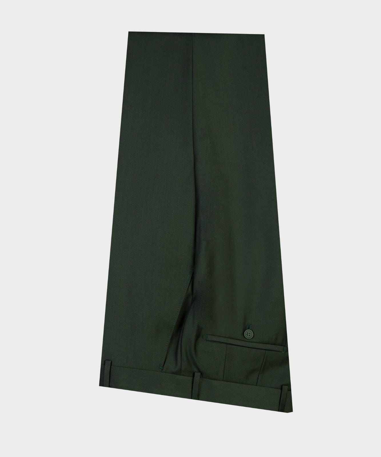 Dark Peaked Lapel Double Breasted Men Green Business Suits