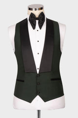 Dark Peaked Lapel Three Pieces Men Green Prom Suits
