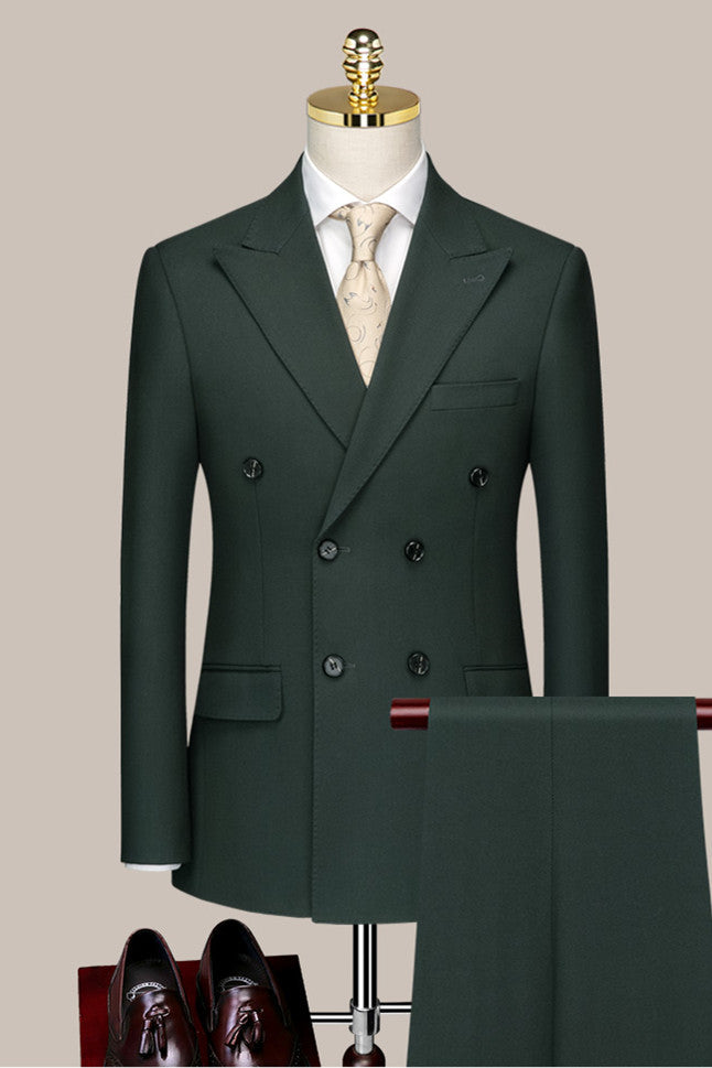 Dark Green Stylish Double Breasted Men Suit for Prom