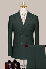 Dark Green Stylish Double Breasted Men Suit for Prom