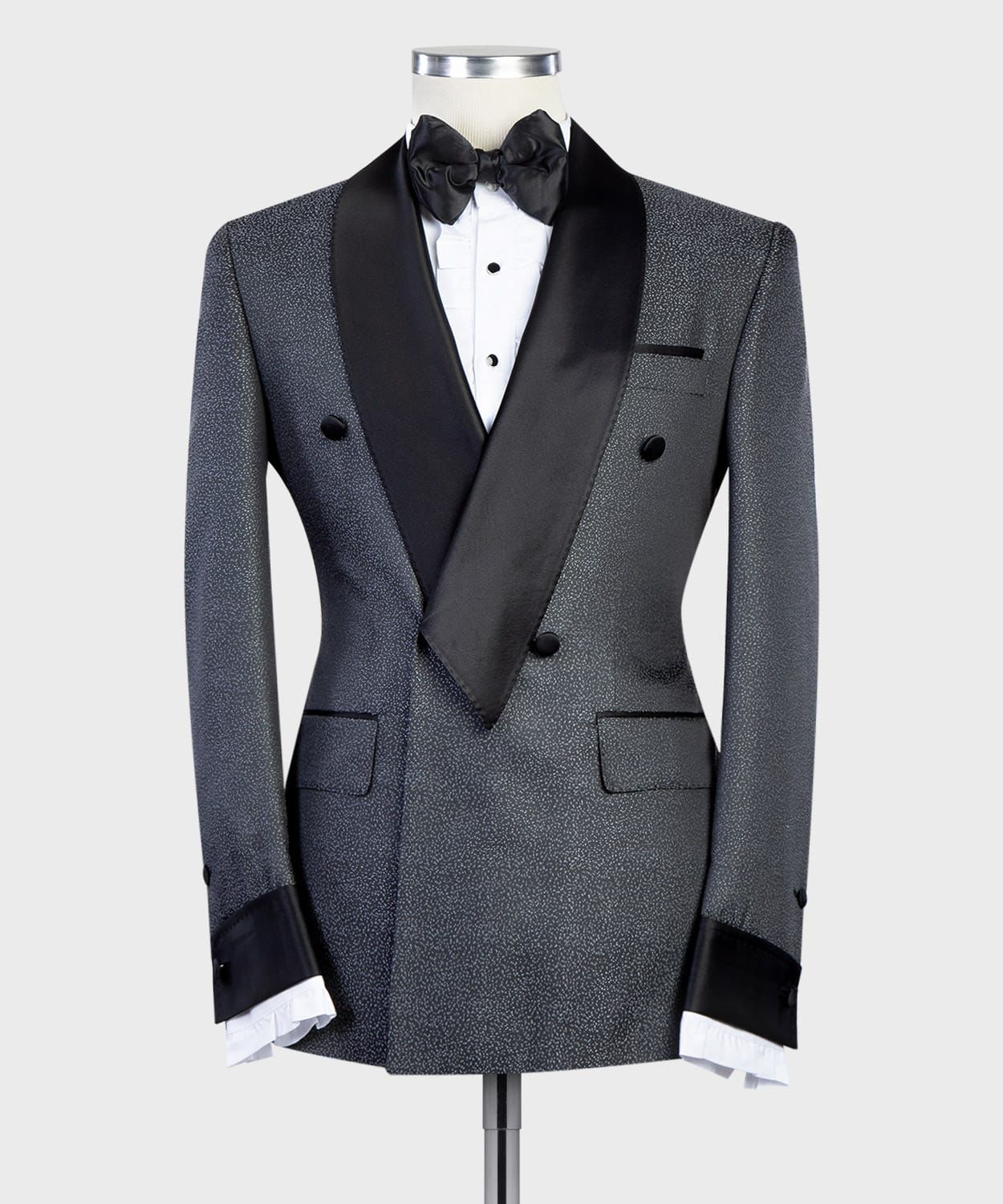 Dark Grey Double Breasted Shawl Lapel Best Fitted Men Business Suits
