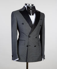 Dark Grey Fashion Double Breasted Peaked Lapel Men Suits