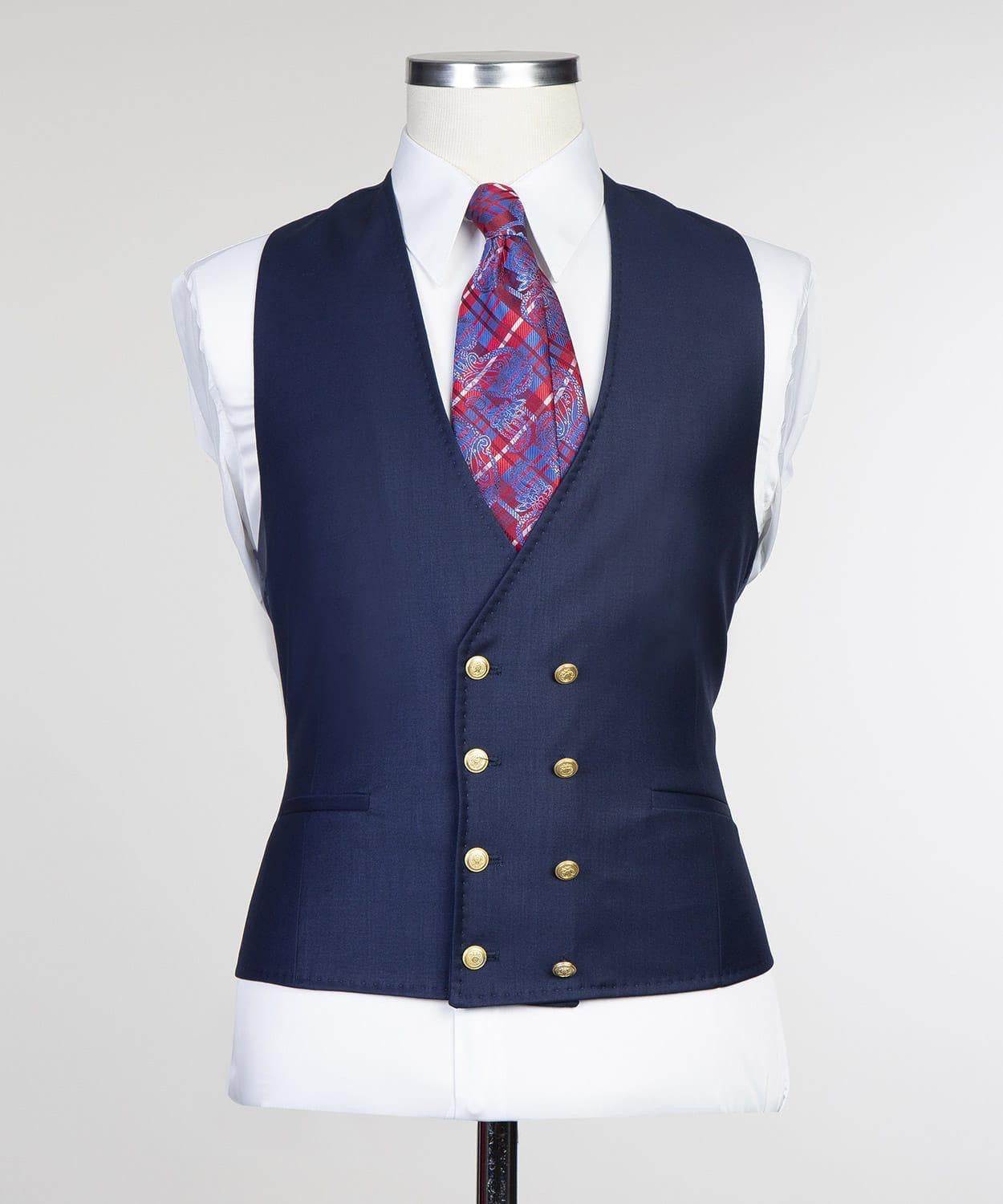 Chic Peaked Lapel Three Pieces Men Dark Navy Business Suits