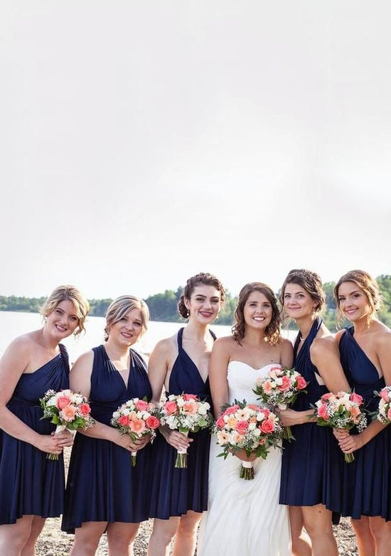 Load image into Gallery viewer, Dark Navy Multiway Ruffles Infinity A-Line Bridesmaid Dresses-27dress
