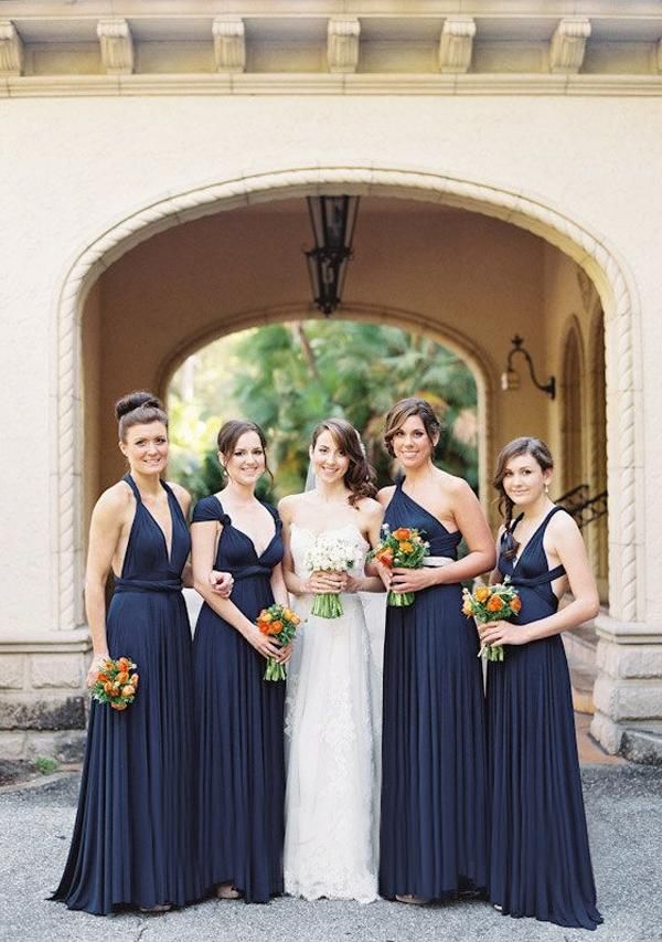 Load image into Gallery viewer, Dark Navy Multiway Ruffles Infinity A-Line Bridesmaid Dresses-27dress
