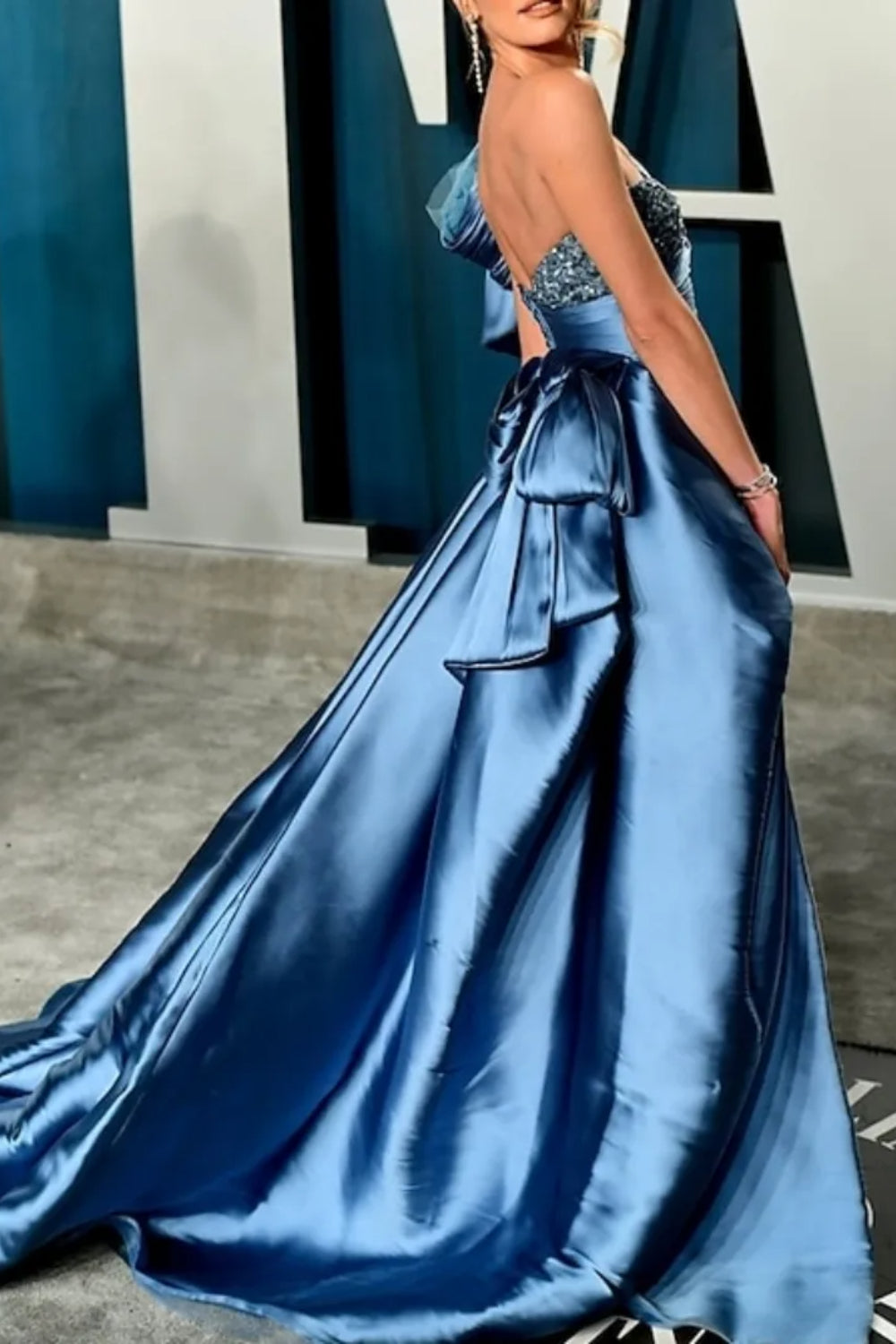 Dark Navy One Shoulder Prom Jumpsuits for Women with Train-27dress