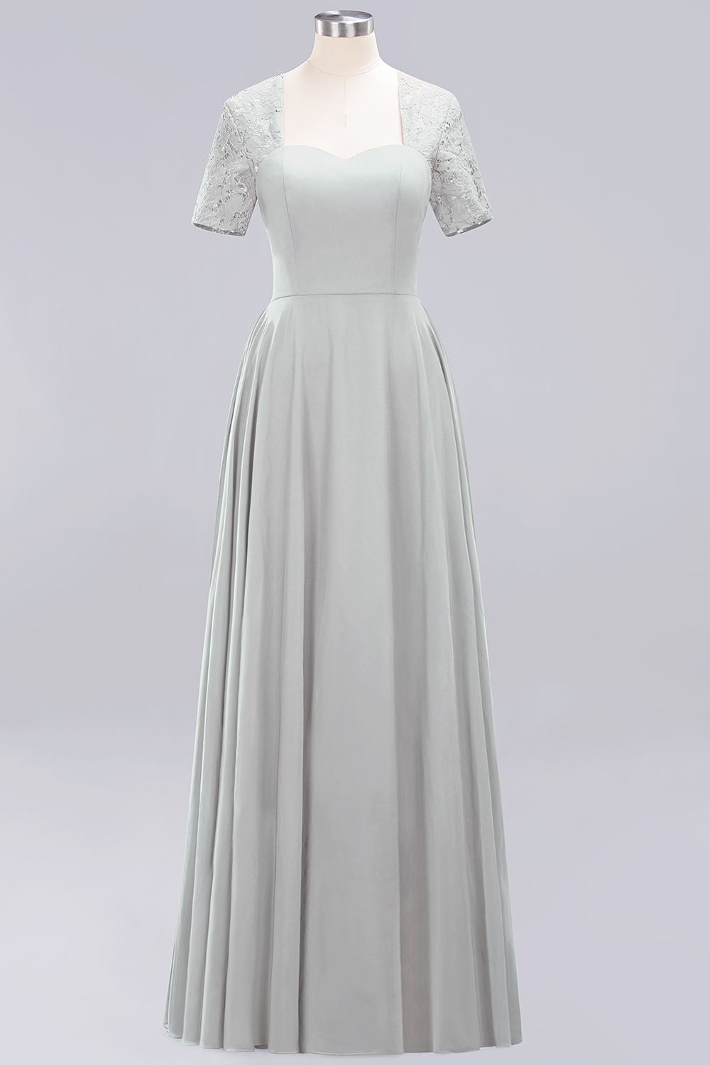 Dark Navy Open-Back Long Bridesmaid Dress With Short Sleeves-27dress