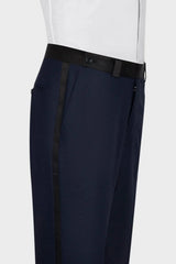 Dark Navy Shawl Lapel Three Pieces Wedding Men Suits