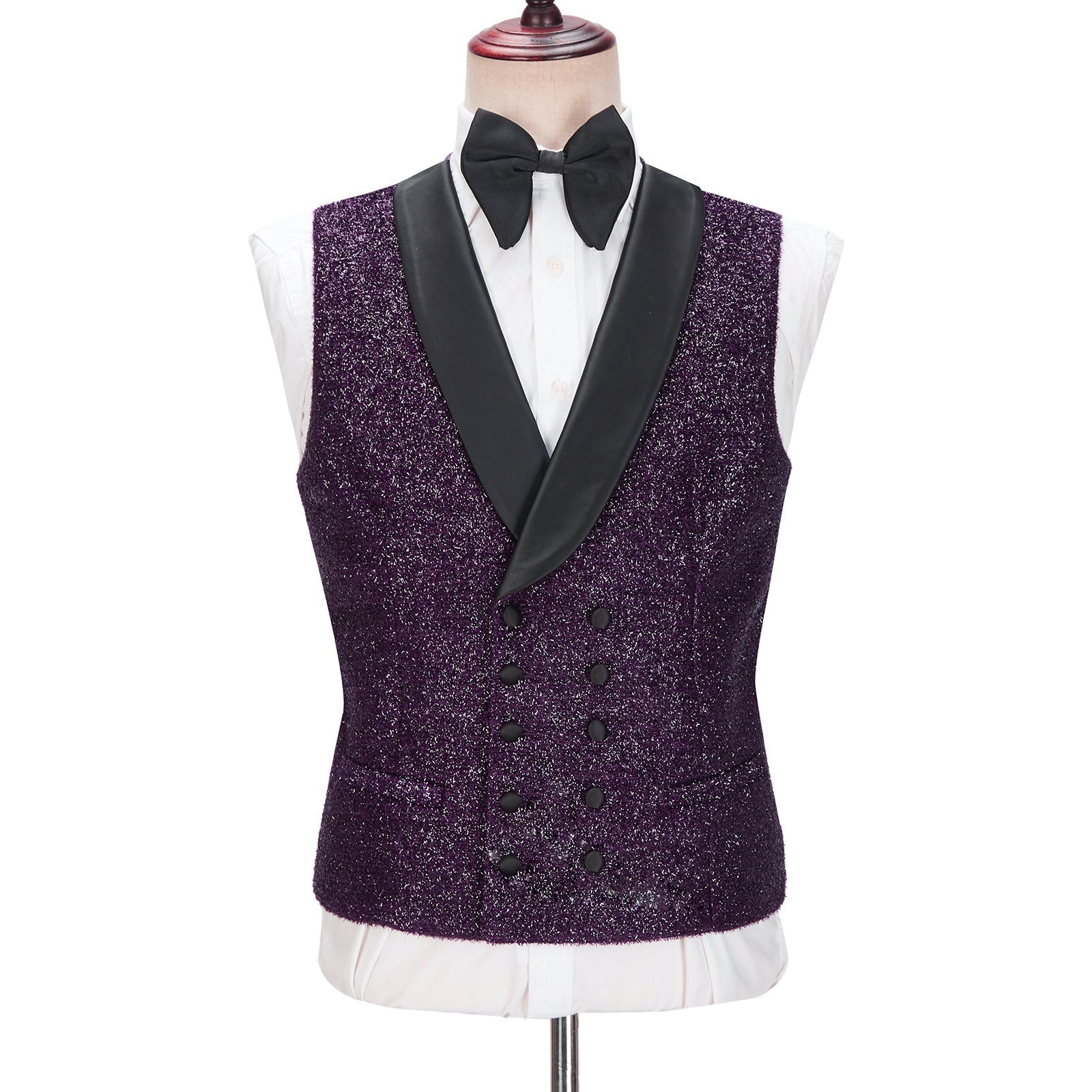 Dark Purple Sparkle Shawl Lapel Three Pieces Men Suits