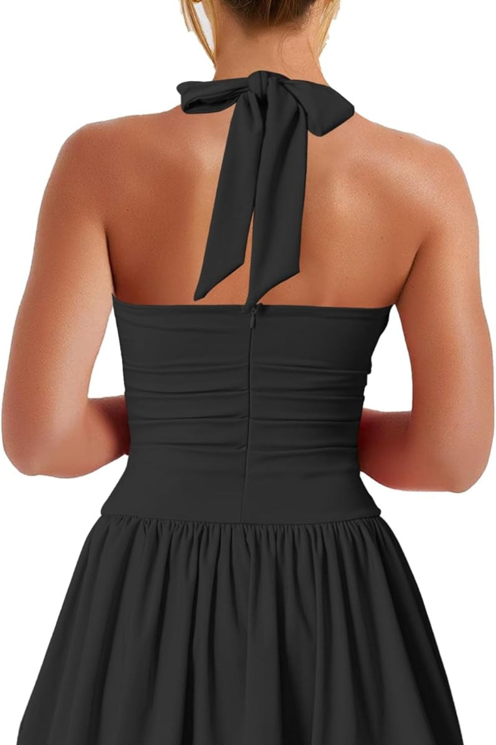 Sexy Black Sleeveless Halter Corset Mini Homecoming Dress