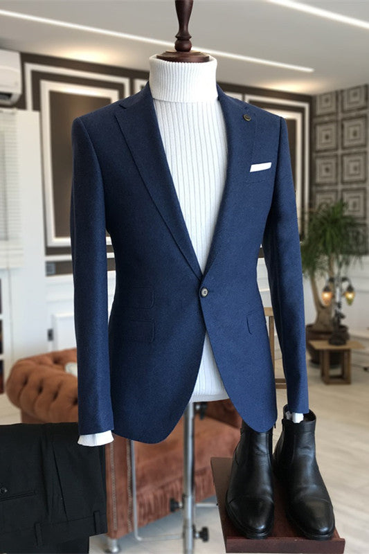 Deep Blue Notched Lapel Men Suits For Prom