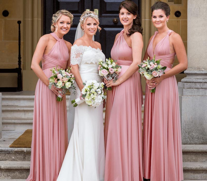 Dusty Pink Ruffles Multiway Infinity A-Line Bridesmaid Dress
