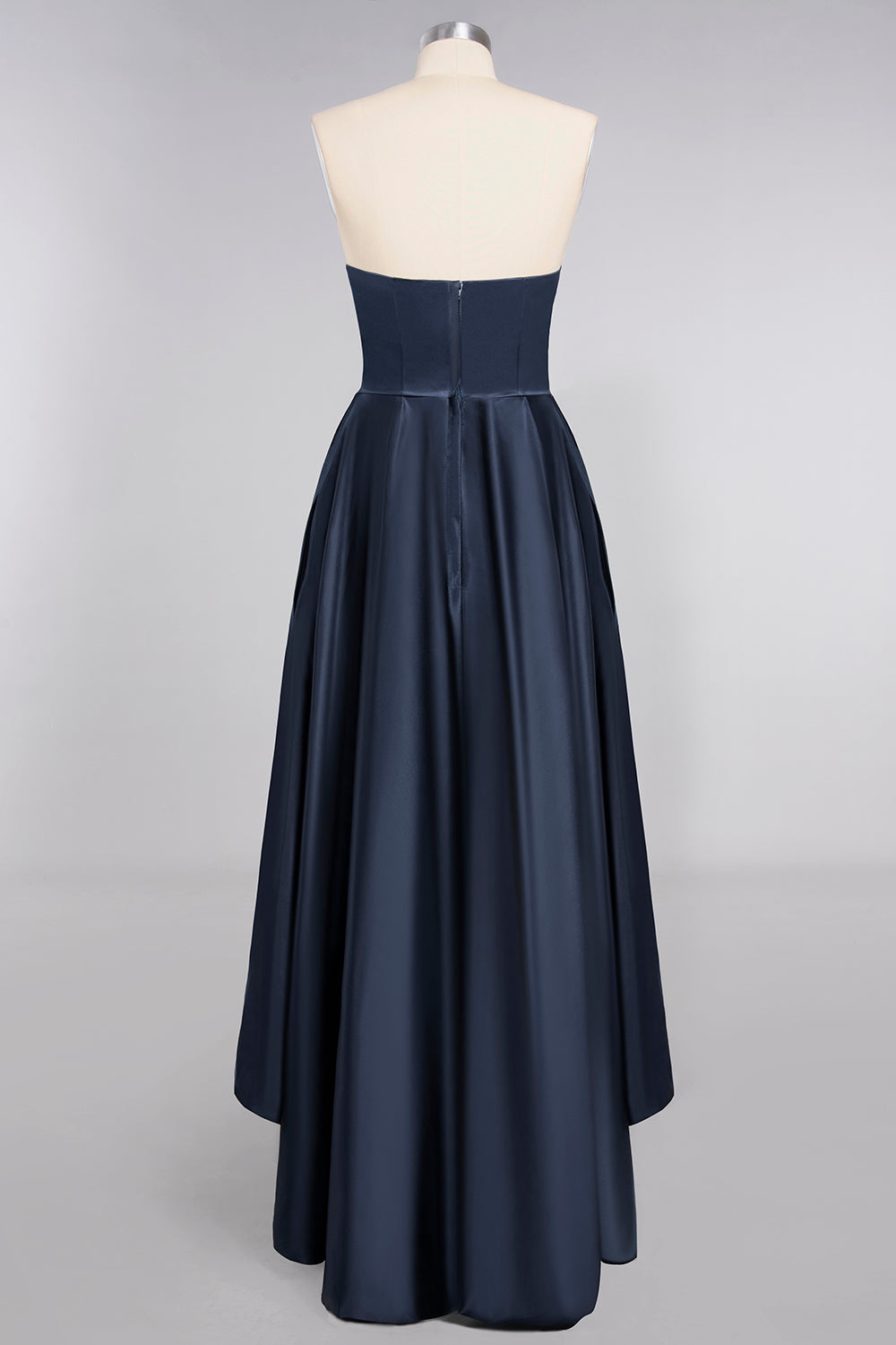 Elegant A-line Strapless Satin Open Back High Low Bridesmaid dresses From 27dress
