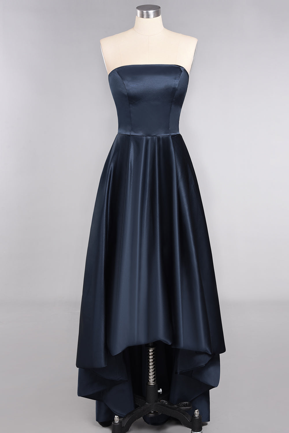 Elegant A-line Strapless Satin Open Back High Low Bridesmaid dresses From 27dress