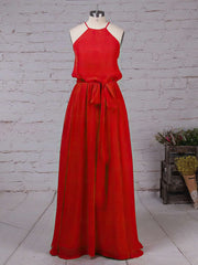 Elegant Chiffon Sashes/Ribbons Bridesmaid Dress with Scoop Neck and A-line Silhouette
